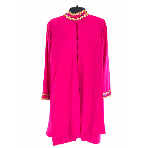 90’s MIGNON NEW YORK Pink Flared Rhinestone Dress - Picture 12 of 12